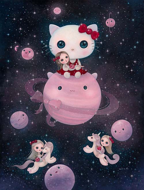 Fly Me to the Kitty Star Painting by aica, Art Artist aica