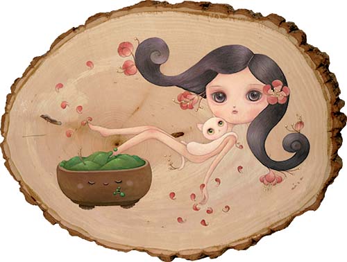Plum Bonsai Girl Painting by aica, Art Artist aica